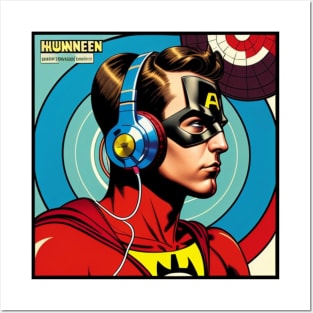 Unleash the Power: Superhero Soundscape Vinyl Record Artwork III Posters and Art